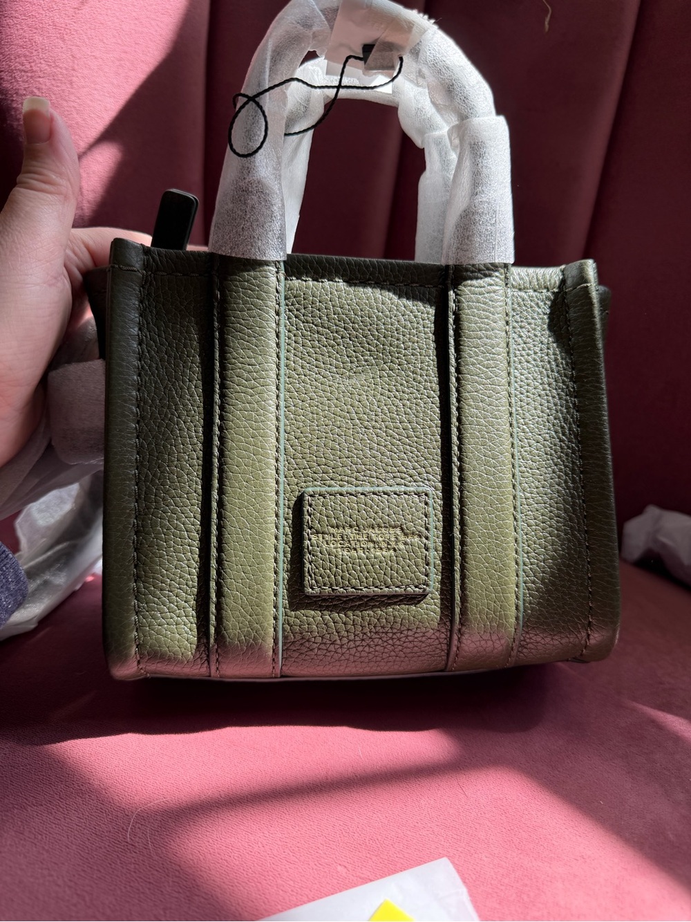 Marc Jacobs Olive Green The Tote Bag Mini with Gold Logo - Picture 2 of 5